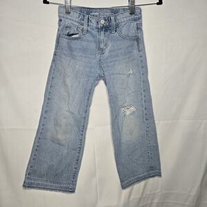 Size 7 Kids Old Navy Blue Baggy Distressed Wide-Leg Jeans